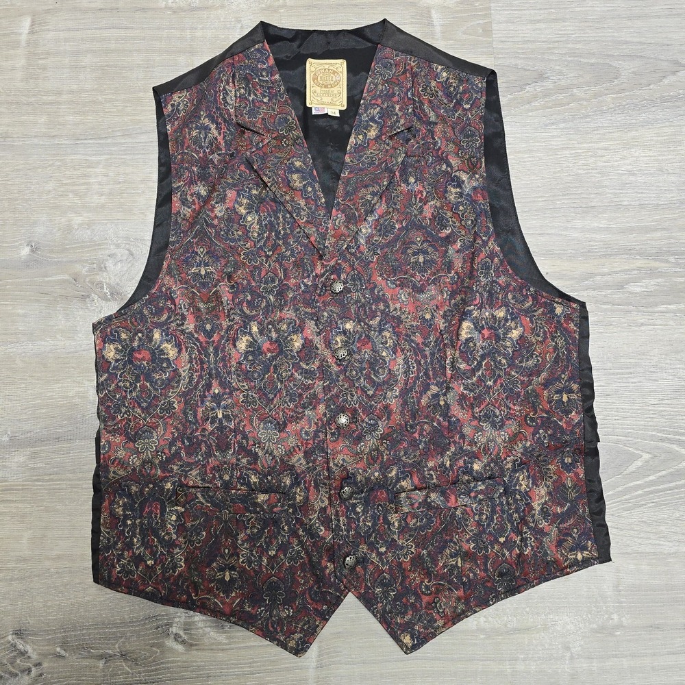 WAH MAKER Frontier Clothing Vest USA Made Mens Medium Red Paisley Western Cowboy